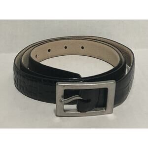 Mens JG Hook Crocodile Embossed Leather Belt w Silver-tone Buckle 7/8” Black XL